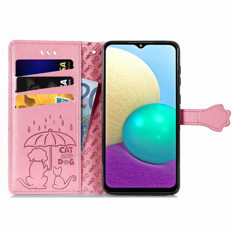 Cute Cat and Dog Embossed Horizontal Flip Leather Case with Holder & Card Slots & Wallet & Crossbody Lanyard & Card Cover