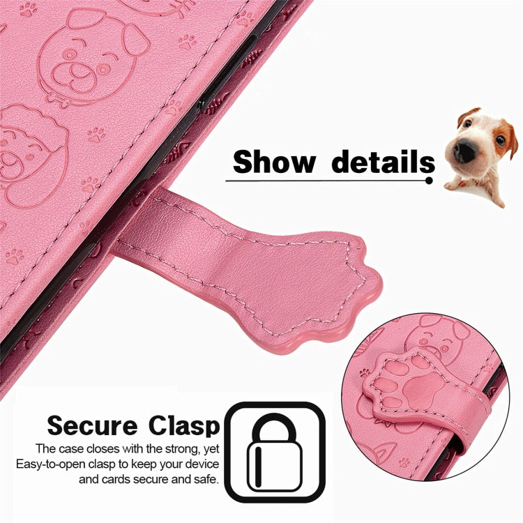 Cute Cat and Dog Embossed Horizontal Flip Leather Case with Holder & Card Slots & Wallet & Crossbody Lanyard & Card Cover