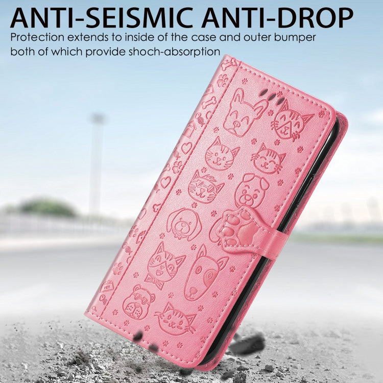 Cute Cat and Dog Embossed Horizontal Flip Leather Case with Holder & Card Slots & Wallet & Crossbody Lanyard & Card Cover