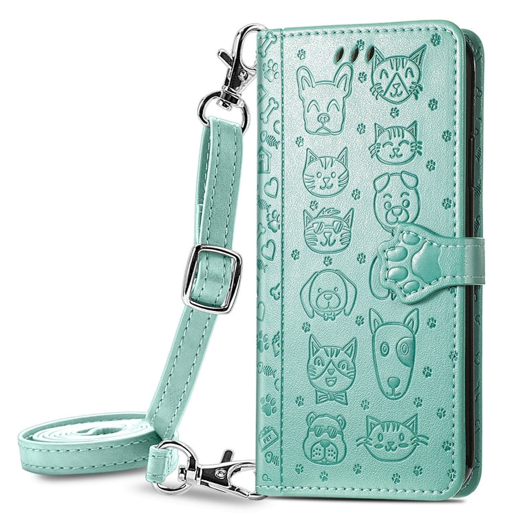 Cute Cat and Dog Embossed Horizontal Flip Leather Case with Holder & Card Slots & Wallet & Crossbody Lanyard & Card Cover