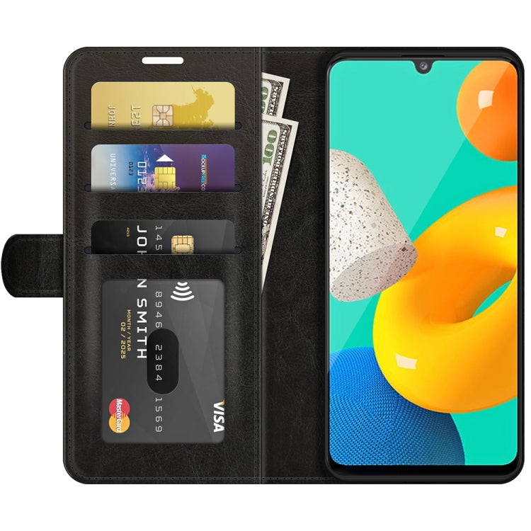 For Samsung Galaxy M32 R64 Texture Single Horizontal Flip Protective Case with Holder & Card Slots & Wallet& Photo Frame