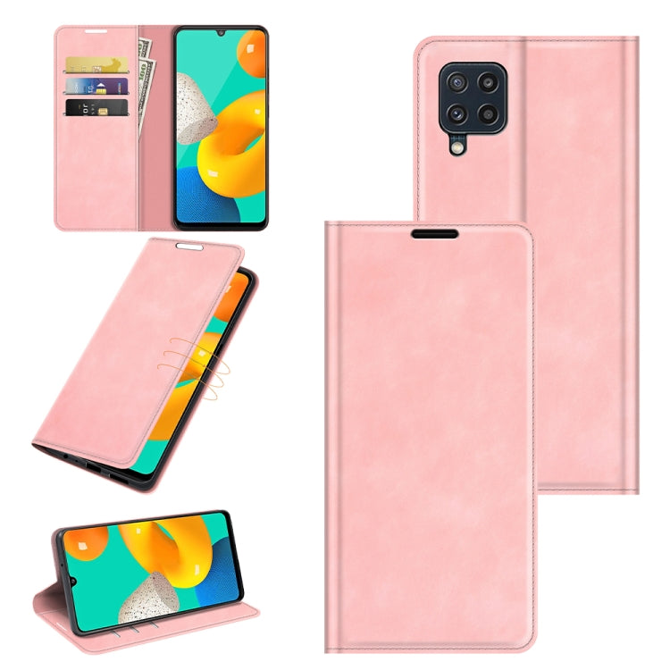 For Samsung Galaxy M32 Retro-skin Business Magnetic Suction Leather Case with Holder & Card Slots & Wallet