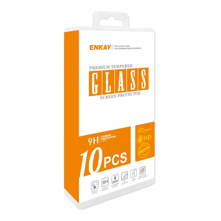10 PCS ENKAY Hat-Prince 0.26mm 9H 2.5D Curved Edge Tempered Glass Screen Protector