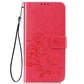 Four-leaf Clasp Embossed Buckle Mobile Phone Protection Leather Case with Lanyard & Card Slot & Wallet & Bracket Function
