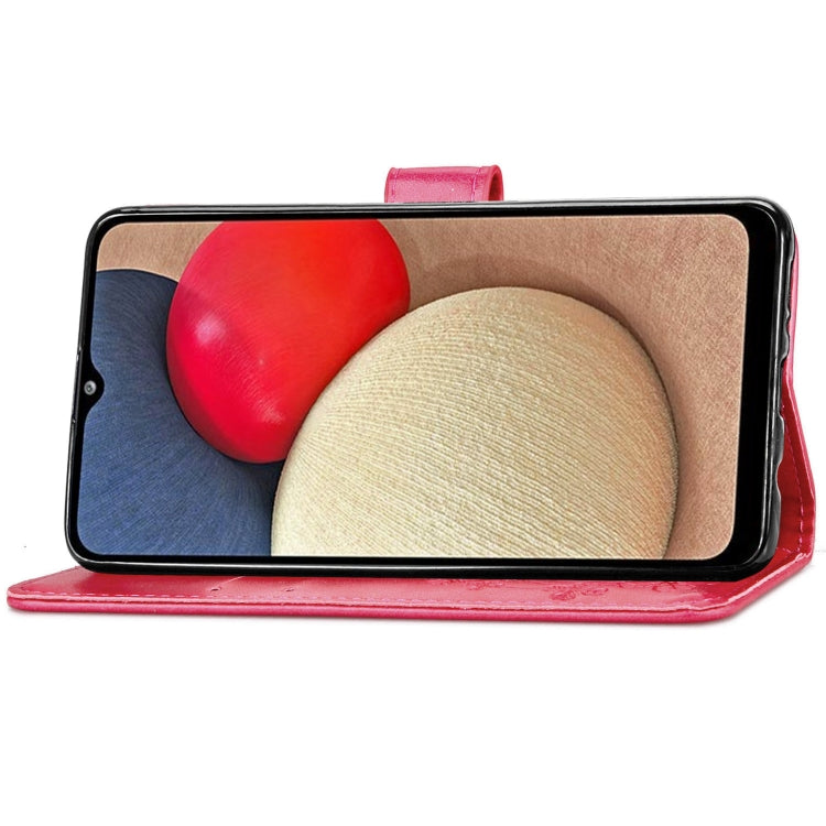 Four-leaf Clasp Embossed Buckle Mobile Phone Protection Leather Case with Lanyard & Card Slot & Wallet & Bracket Function