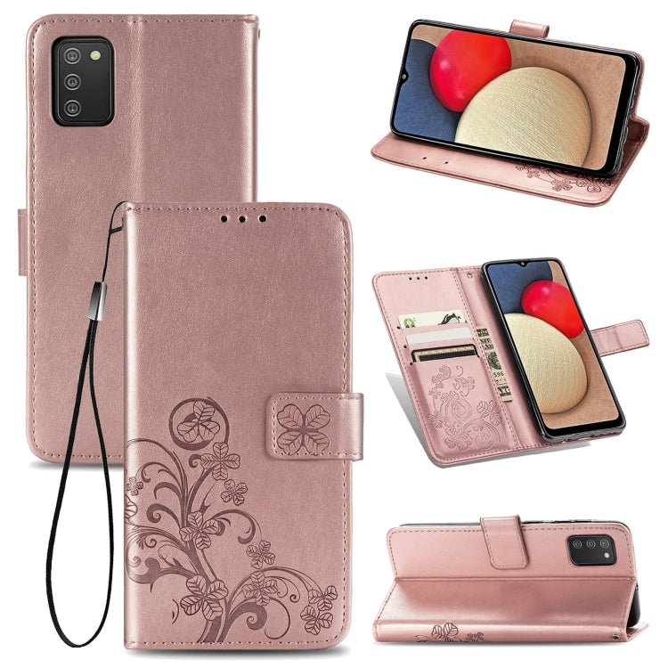 Four-leaf Clasp Embossed Buckle Mobile Phone Protection Leather Case with Lanyard & Card Slot & Wallet & Bracket Function