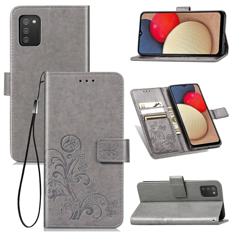 Four-leaf Clasp Embossed Buckle Mobile Phone Protection Leather Case with Lanyard & Card Slot & Wallet & Bracket Function
