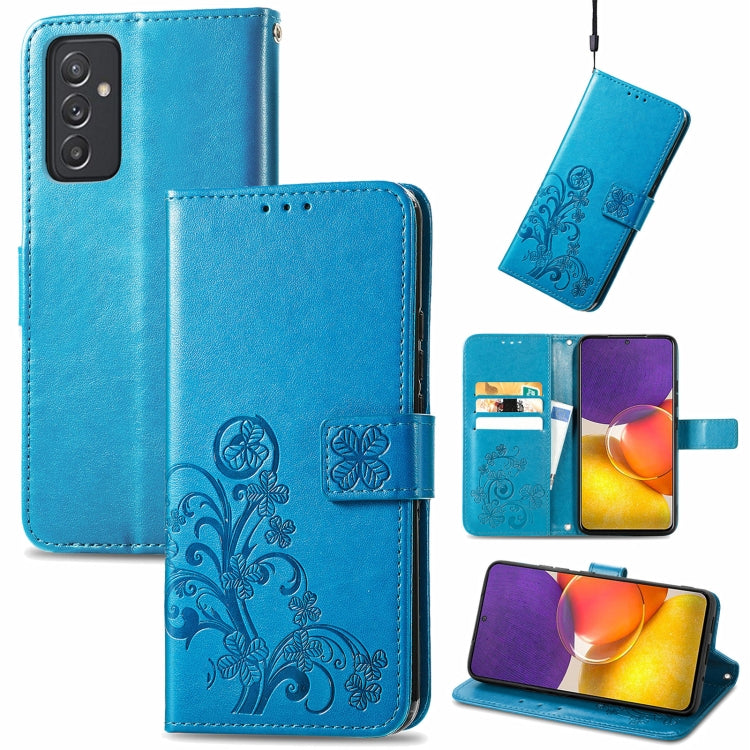 Four-leaf Clasp Embossed Buckle Mobile Phone Protection Leather Case with Lanyard & Card Slot & Wallet & Bracket Function