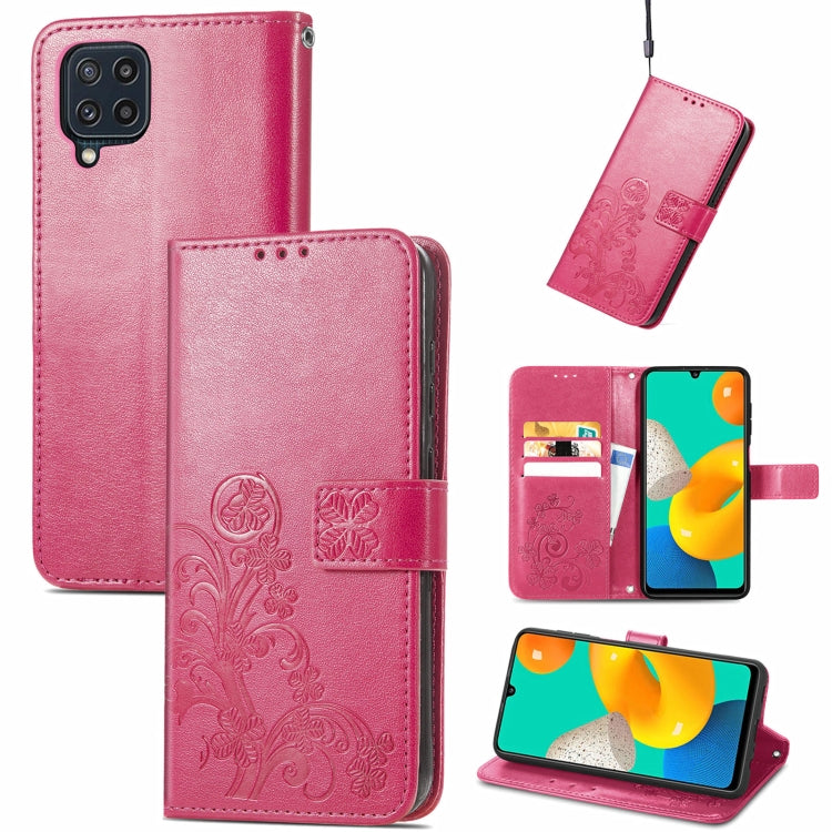 Four-leaf Clasp Embossed Buckle Mobile Phone Protection Leather Case with Lanyard & Card Slot & Wallet & Bracket Function
