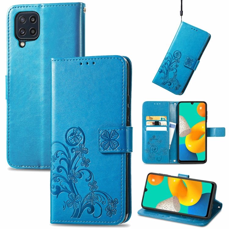 Four-leaf Clasp Embossed Buckle Mobile Phone Protection Leather Case with Lanyard & Card Slot & Wallet & Bracket Function