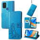 Four-leaf Clasp Embossed Buckle Mobile Phone Protection Leather Case with Lanyard & Card Slot & Wallet & Bracket Function