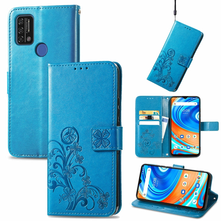 Four-leaf Clasp Embossed Buckle Mobile Phone Protection Leather Case with Lanyard & Card Slot & Wallet & Bracket Function