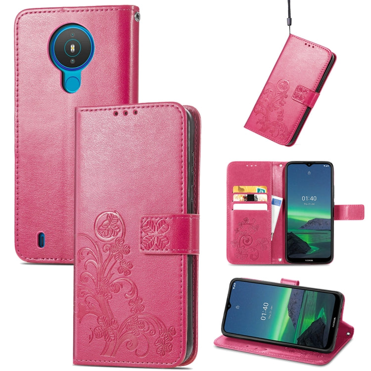 Four-leaf Clasp Embossed Buckle Mobile Phone Protection Leather Case with Lanyard & Card Slot & Wallet & Bracket Function
