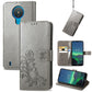 Four-leaf Clasp Embossed Buckle Mobile Phone Protection Leather Case with Lanyard & Card Slot & Wallet & Bracket Function