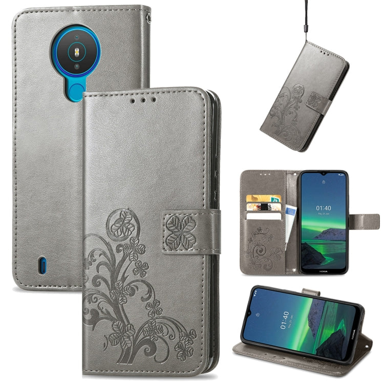 Four-leaf Clasp Embossed Buckle Mobile Phone Protection Leather Case with Lanyard & Card Slot & Wallet & Bracket Function