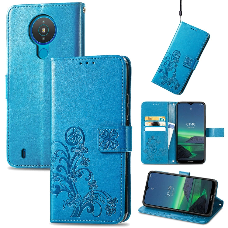 Four-leaf Clasp Embossed Buckle Mobile Phone Protection Leather Case with Lanyard & Card Slot & Wallet & Bracket Function