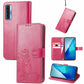 Four-leaf Clasp Embossed Buckle Mobile Phone Protection Leather Case with Lanyard & Card Slot & Wallet & Bracket Function
