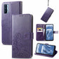 Four-leaf Clasp Embossed Buckle Mobile Phone Protection Leather Case with Lanyard & Card Slot & Wallet & Bracket Function