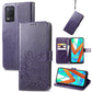 Four-leaf Clasp Embossed Buckle Mobile Phone Protection Leather Case with Lanyard & Card Slot & Wallet & Bracket Function