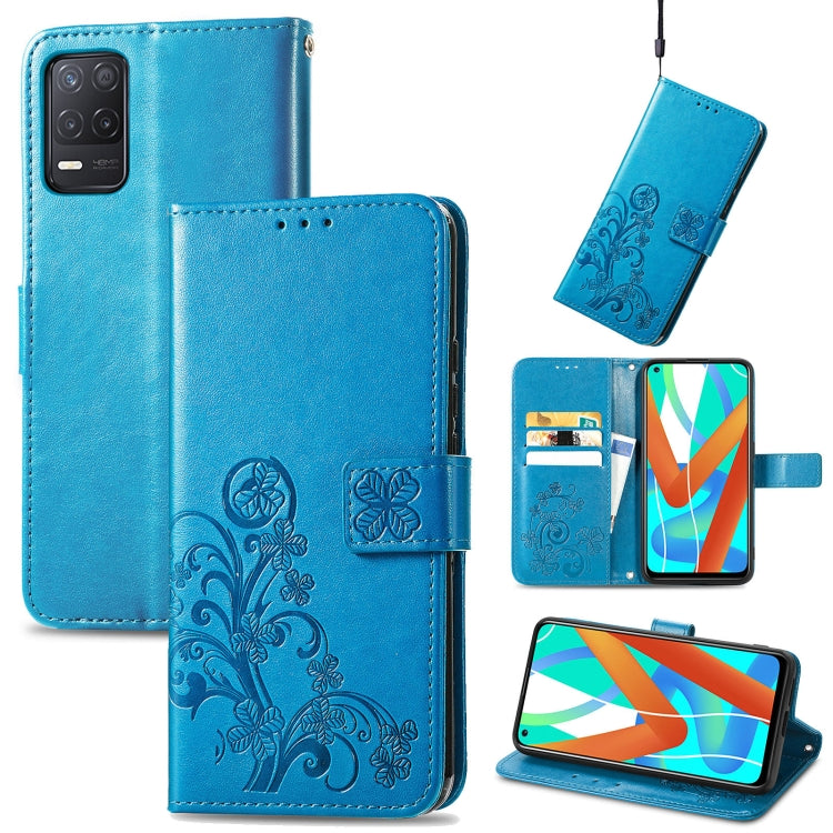 Four-leaf Clasp Embossed Buckle Mobile Phone Protection Leather Case with Lanyard & Card Slot & Wallet & Bracket Function