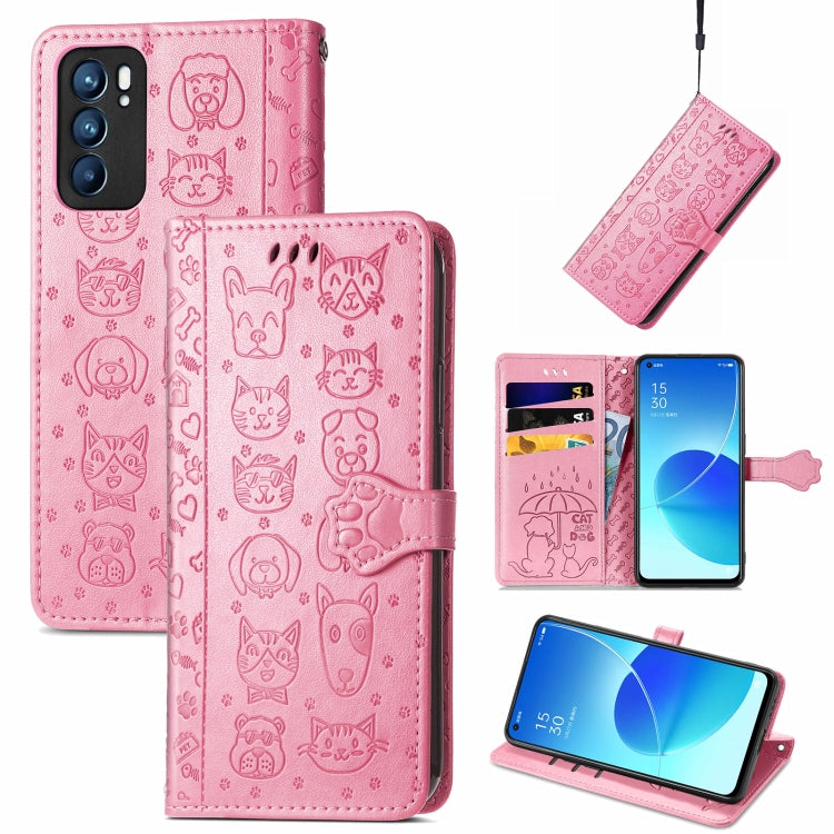 Cute Cat and Dog Embossed Horizontal Flip Leather Case with Holder & Card Slots & Wallet & Lanyard