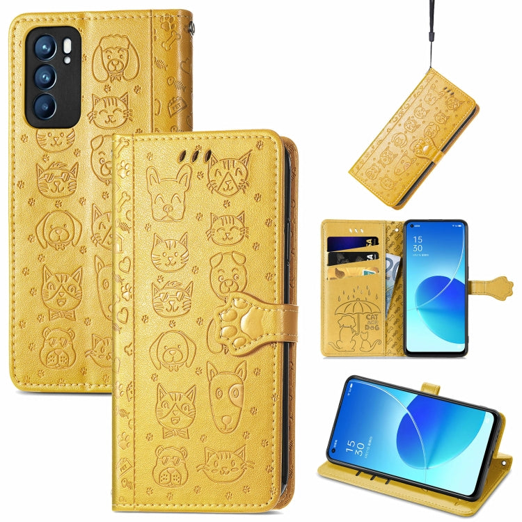 Cute Cat and Dog Embossed Horizontal Flip Leather Case with Holder & Card Slots & Wallet & Lanyard