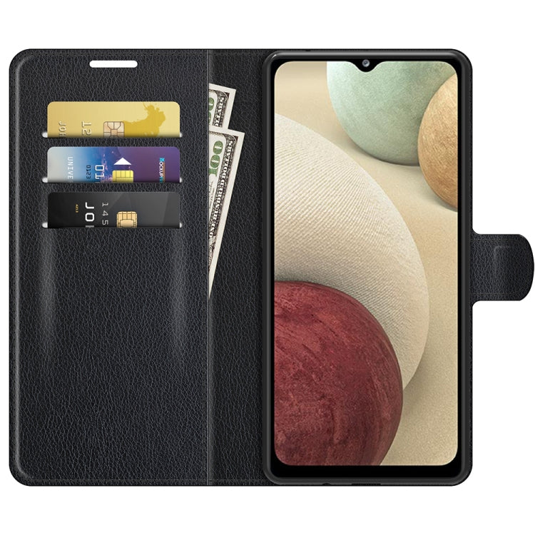 For Samsung Galaxy F12 / M12 Litchi Texture Horizontal Flip Protective Case with Holder & Card Slots & Wallet