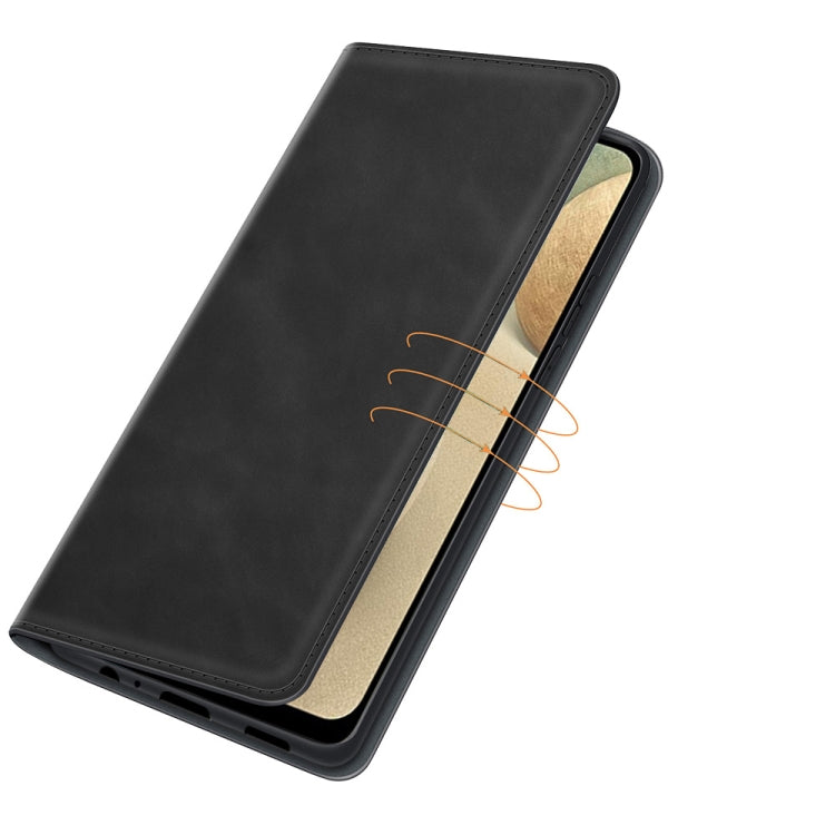 For Samsung Galaxy F12 / M12 Retro-skin Business Magnetic Suction Leather Case with Holder & Card Slots & Wallet