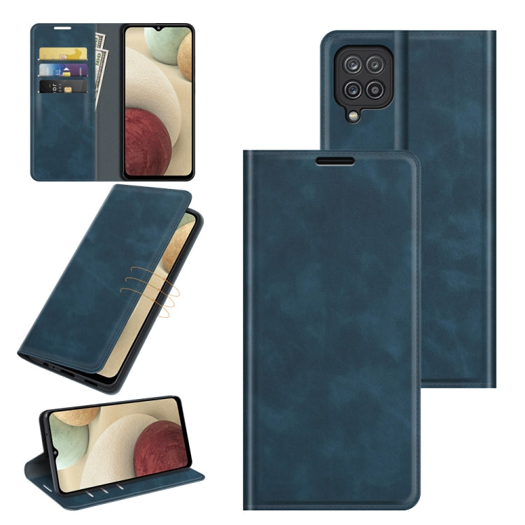 For Samsung Galaxy F12 / M12 Retro-skin Business Magnetic Suction Leather Case with Holder & Card Slots & Wallet