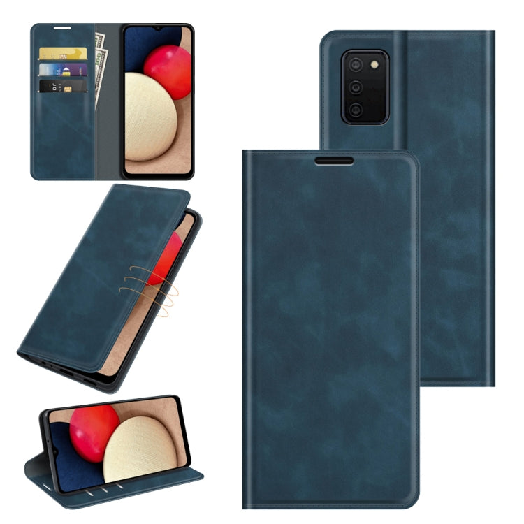 For Samsung Galaxy A03s Retro-skin Business Magnetic Suction Leather Case with Holder & Card Slots & Wallet
