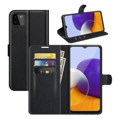 For Samsung Galaxy A22 5G Litchi Texture Horizontal Flip Protective Case with Holder & Card Slots & Wallet