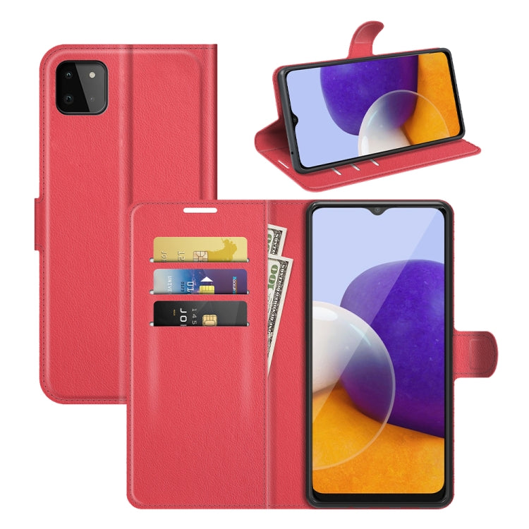 For Samsung Galaxy A22 5G Litchi Texture Horizontal Flip Protective Case with Holder & Card Slots & Wallet
