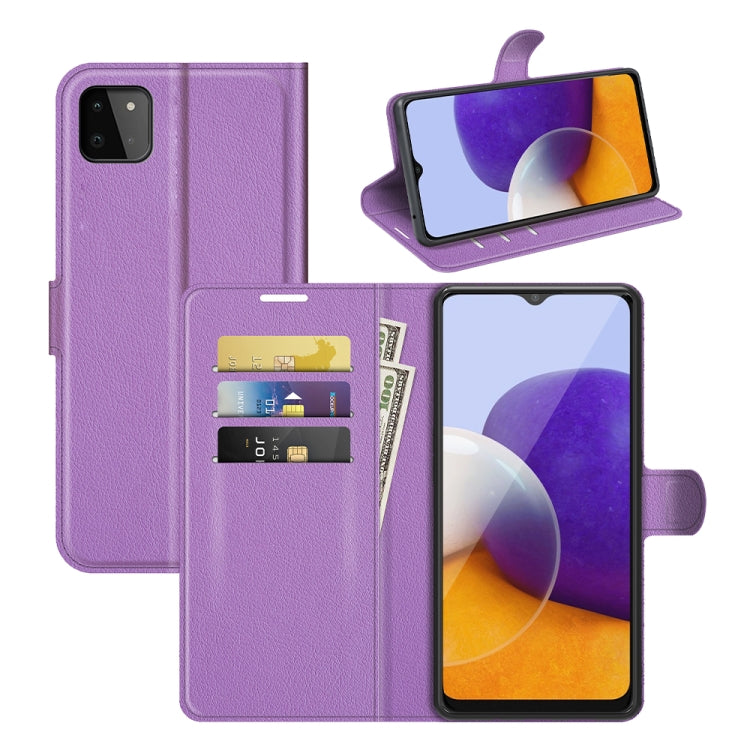 For Samsung Galaxy A22 5G Litchi Texture Horizontal Flip Protective Case with Holder & Card Slots & Wallet