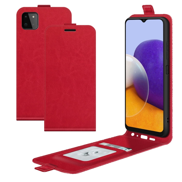 For Samsung Galaxy A22 5G R64 Texture Single Vertical Flip Leather Protective Case with Card Slots & Photo Frame