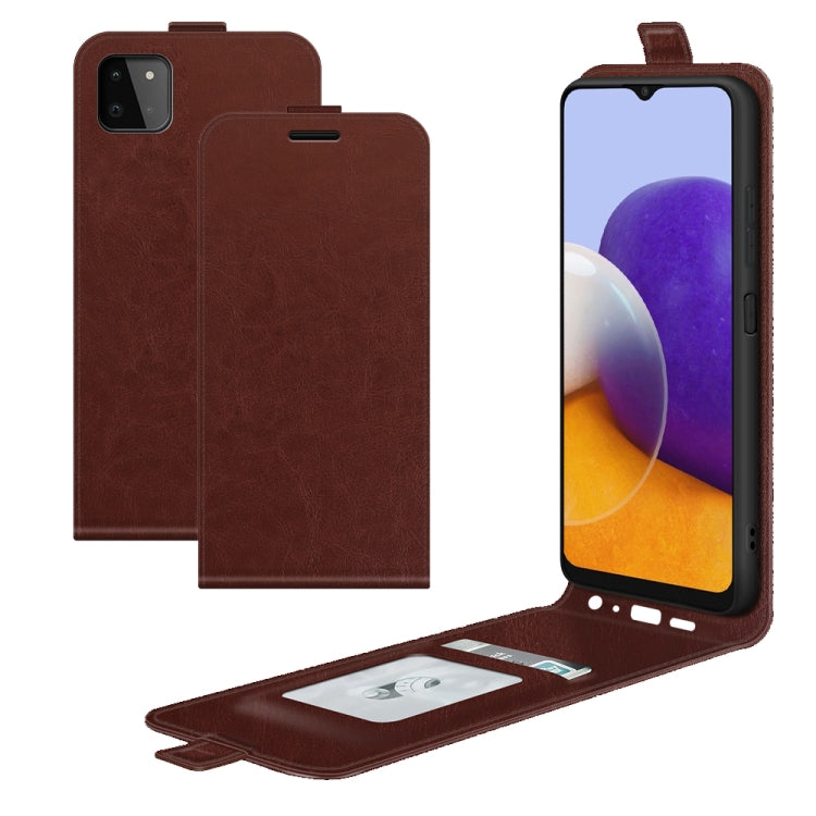 For Samsung Galaxy A22 5G R64 Texture Single Vertical Flip Leather Protective Case with Card Slots & Photo Frame