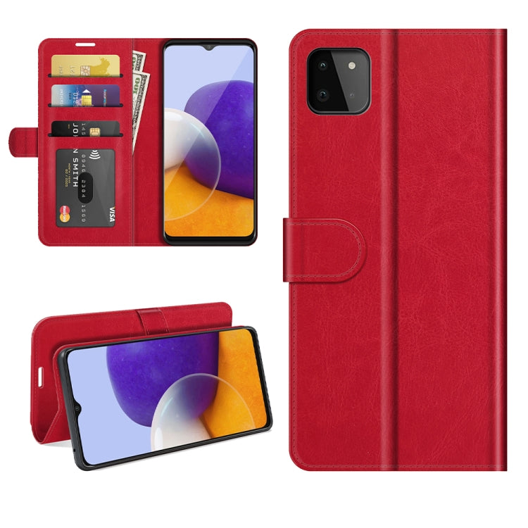 For Samsung Galaxy A22 5G R64 Texture Single Horizontal Flip Protective Case with Holder & Card Slots & Wallet& Photo Frame