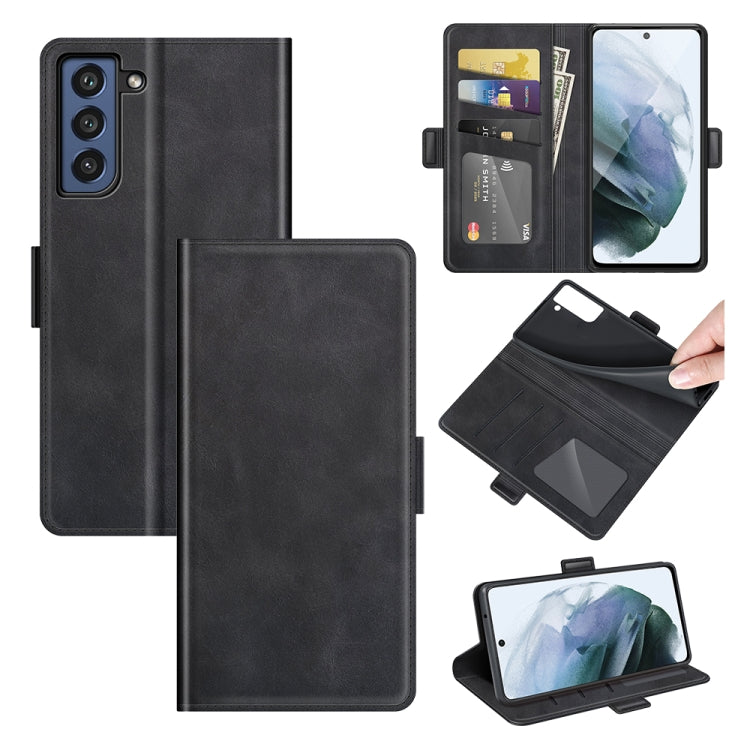 For Samsung Galaxy S21 FE Dual-side Magnetic Buckle Horizontal Flip Leather Case with Holder & Card Slots & Wallet