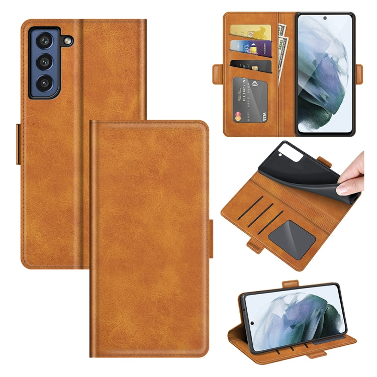 For Samsung Galaxy S21 FE Dual-side Magnetic Buckle Horizontal Flip Leather Case with Holder & Card Slots & Wallet