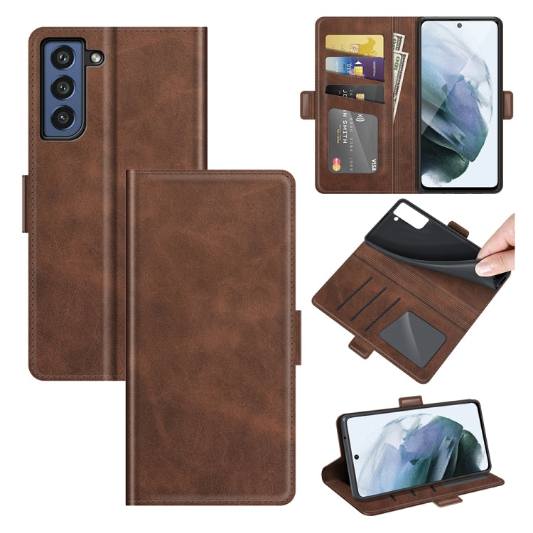 For Samsung Galaxy S21 FE Dual-side Magnetic Buckle Horizontal Flip Leather Case with Holder & Card Slots & Wallet