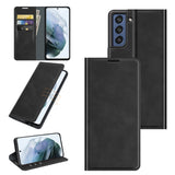For Samsung Galaxy S21 FE Retro-skin Business Magnetic Suction Leather Case with Holder & Card Slots & Wallet