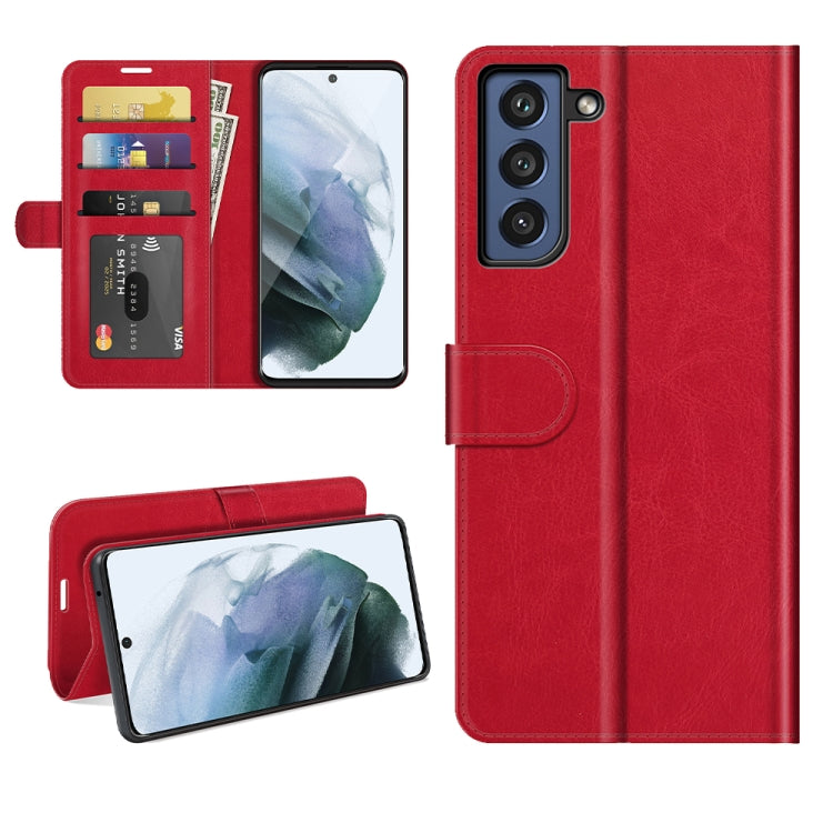 For Samsung Galaxy S21 FE R64 Texture Single Horizontal Flip Protective Case with Holder & Card Slots & Wallet& Photo Frame