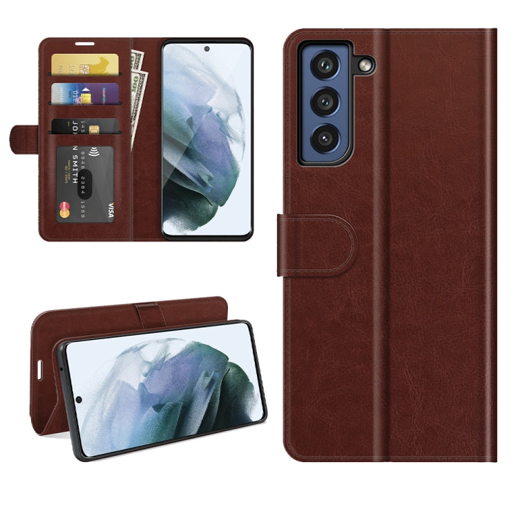 For Samsung Galaxy S21 FE R64 Texture Single Horizontal Flip Protective Case with Holder & Card Slots & Wallet& Photo Frame