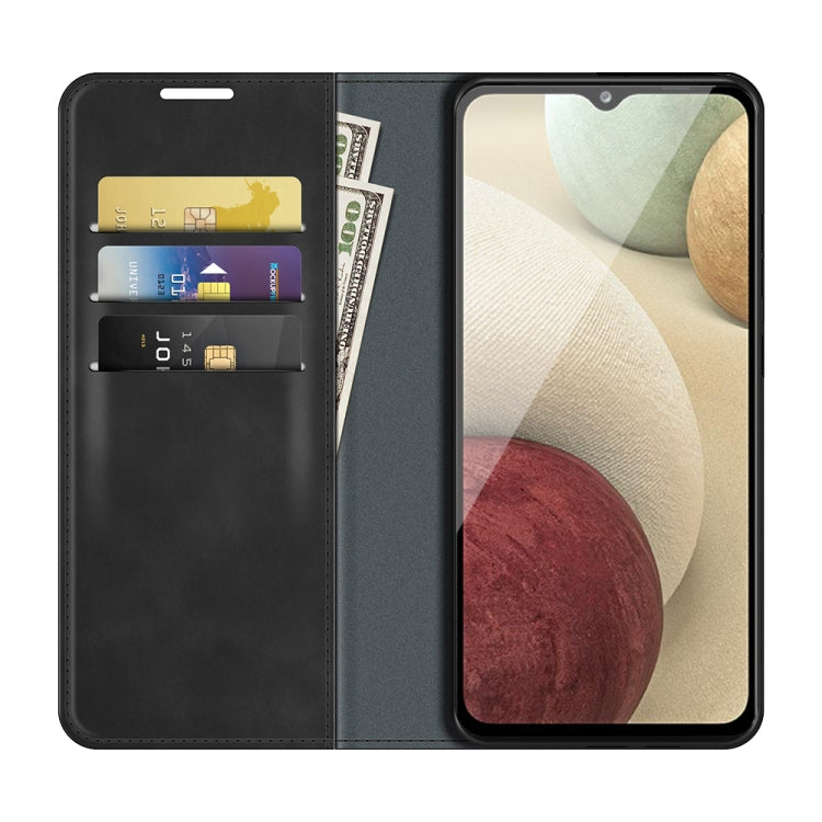 For Samsung Glaxy A22 4G Retro-skin Business Magnetic Suction Leather Case with Holder & Card Slots & Wallet