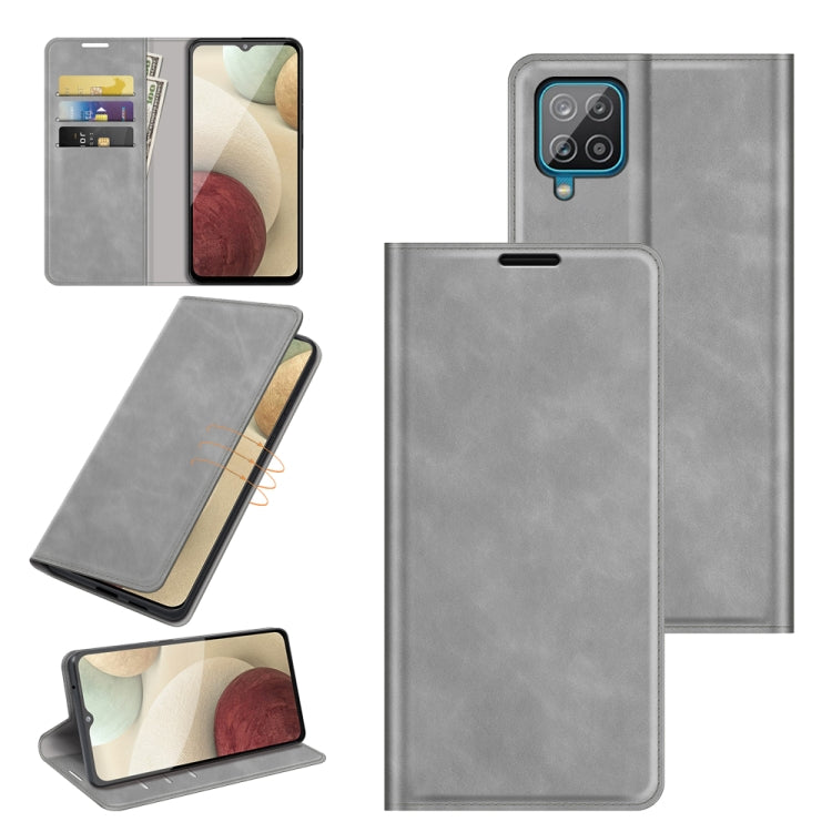 For Samsung Glaxy A22 4G Retro-skin Business Magnetic Suction Leather Case with Holder & Card Slots & Wallet