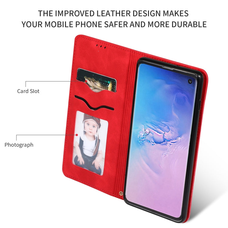 Retro Skin Feel Business Magnetic Horizontal Flip Leather Case for Samsung Galaxy S10三星