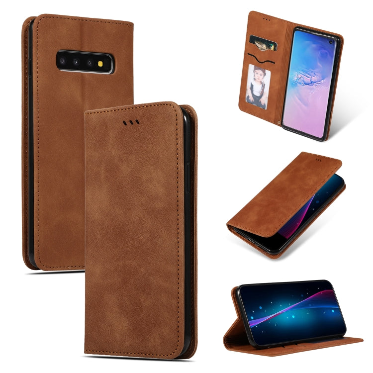 Retro Skin Feel Business Magnetic Horizontal Flip Leather Case for Samsung Galaxy S10三星