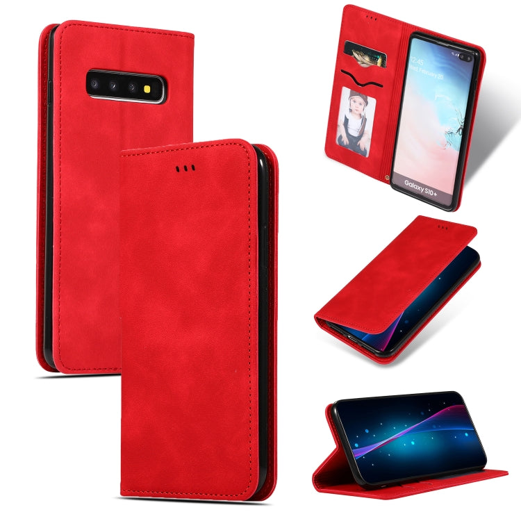 Retro Skin Feel Business Magnetic Horizontal Flip Leather Case for Samsung Galaxy S10 Plus