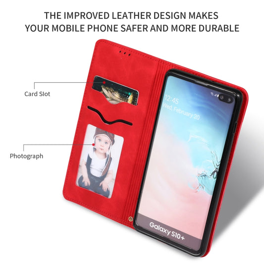 Retro Skin Feel Business Magnetic Horizontal Flip Leather Case for Samsung Galaxy S10 Plus