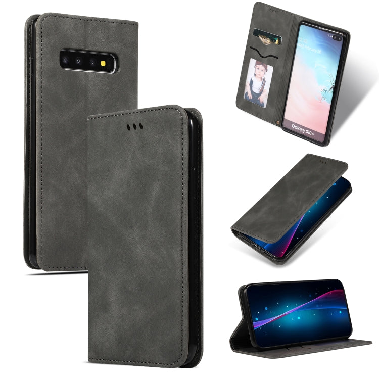 Retro Skin Feel Business Magnetic Horizontal Flip Leather Case for Samsung Galaxy S10 Plus