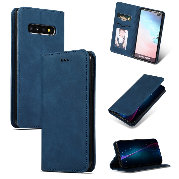 Retro Skin Feel Business Magnetic Horizontal Flip Leather Case for Samsung Galaxy S10 Plus